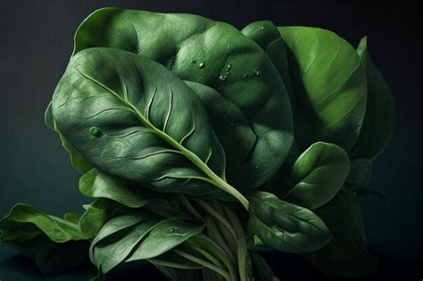 Premium Ai Image Spinach Greens Closeup Ai Generated