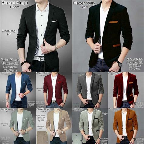 Jual Melly Cod Blazer Jas Hugo Willy Hitam Navy Marun Abu Coklat