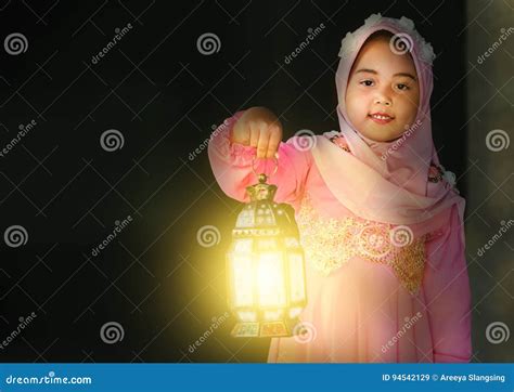 Happy Muslim Girl With Full Hijab In Pink Dress Stock Image Image Of