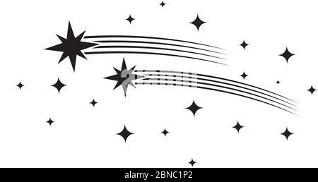 Comet Falling Star Silhouette Black Set Meteorites Asteroids Sparks