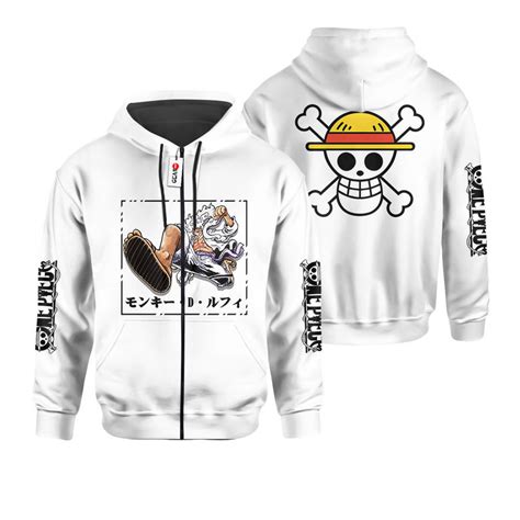 One Piece Luffy Gear 5 White Hair Anime Hoodie Custom For Fans Gear Otaku