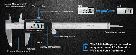 Caliper Measuring Tool Qfun Vernier Digital Caliper Stainless Steel