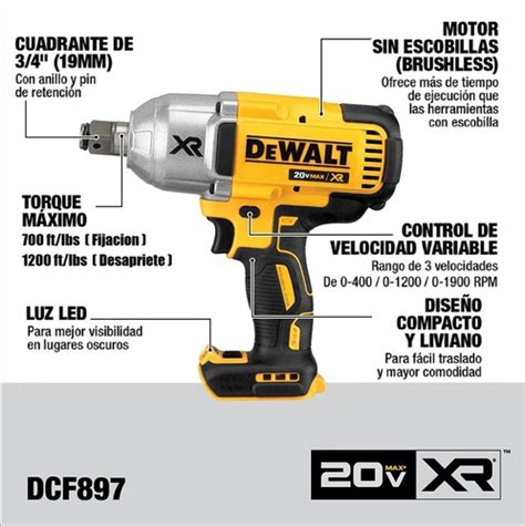 Llave De Impacto Dewalt 20v Alto Torque Dcf897 3 4 X2 Bater Envío gratis