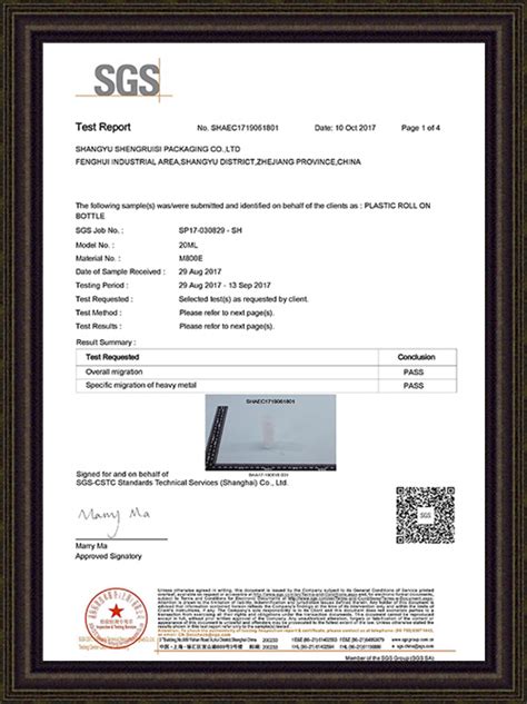 Our Material Certificates Srs Packaging