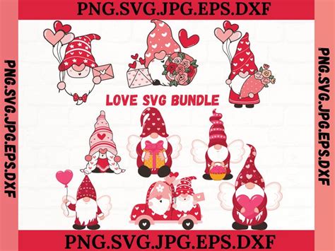 Valentine Gnomes With Love Svg Bundle