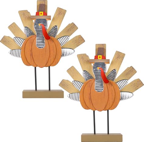 Zcaukya 2 Pack Thanksgiving Turkey Decorations Indoor