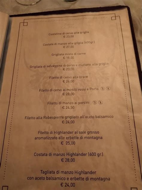 Menu Da Ristorante Vecchio Mulino Pozza Di Fassa