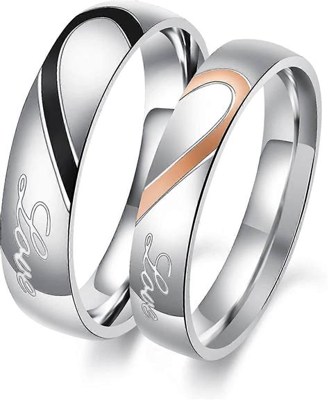 Rings For Couples His And Her Stainless Steel Heart Shape Matching Set