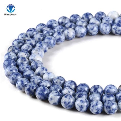 Strip White Blue Natural Stone Beads Mm Round Crystal