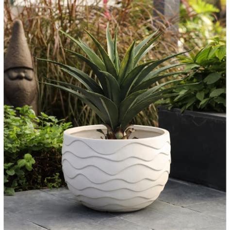 Luxen Home White Mgo Wavy Design Planter Kroger