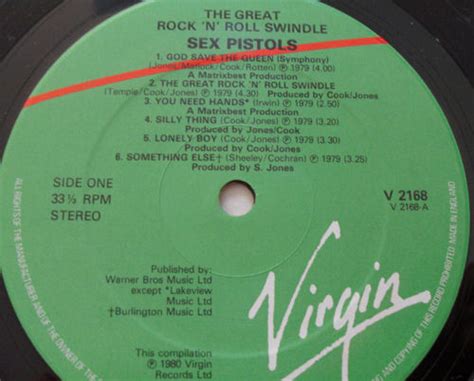 God Save The Sex Pistols The Great Rock N Roll Swindle Single Lp Virgin Records Uk St