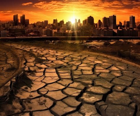 Premium Photo City Overlooking Desolate Desert Landscape With Cracked