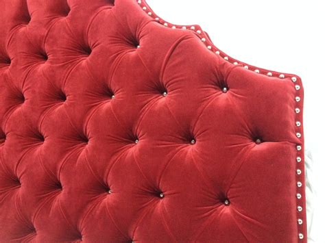 Red Velvet Tufted Headboard With Nickel Nailheads By Newagainuph