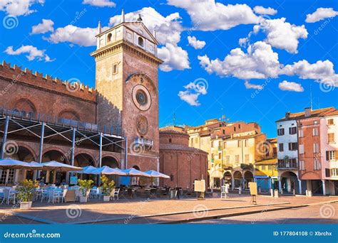 Mantova City Piazza Delle Erbe Evening View European Capital Of