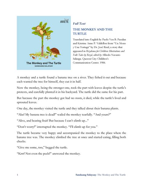 02 The Monkey And The Turtle Full Text Full Text The Monkey And