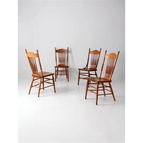 Antique Pressed Back Dining Chairs Set 4 Chairish