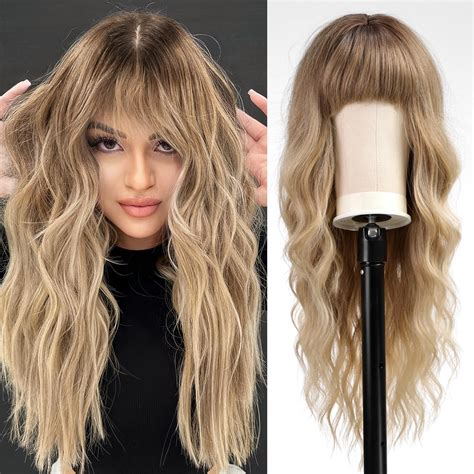 Amazon BLONDE UNICORN Ombre Blonde Wigs With Bangs Long Wavy