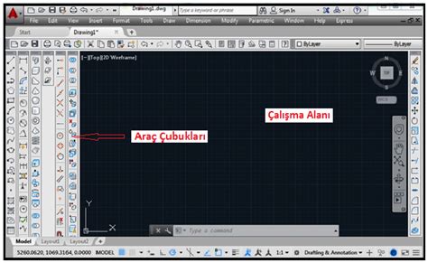 Men Menu Ve Ara Ubuklari Toolbars Temel Bilgiler Autocad