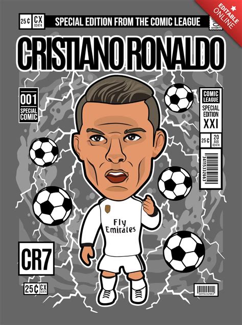 Cristiano ronaldo personaje de dibujos animados plantilla de diseño de