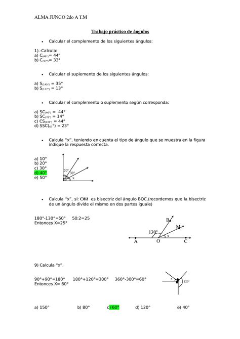 Calam O Trabajo Pr Ctico De Ngulos