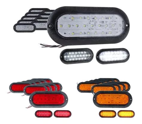 10 Plafon 21 Led Ovalado Alta Baja Estrobo Plano Slim 12 24f