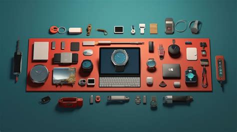 Premium AI Image | Composition featuring a collection of high tech gadgets Generative AI