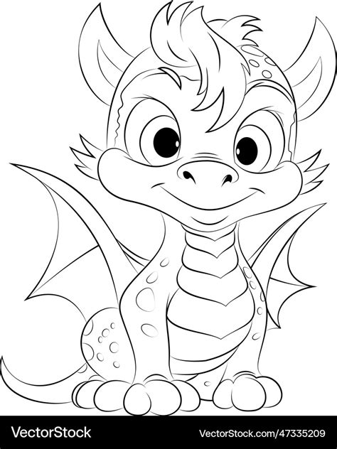 Cute dragon coloring book page for kids and adults