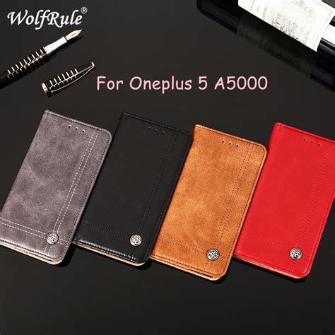 Wolfrule Oneplus 5 Case Oneplus A5000 Cover Flip PU Leather Silicone