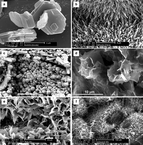 Sem Images Of Clay Minerals A Pseudohexagonal Crystals Of Kaolinite