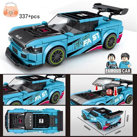 Technic City Blocks Compatible Lego Puntos Ford Mustang Racing Car