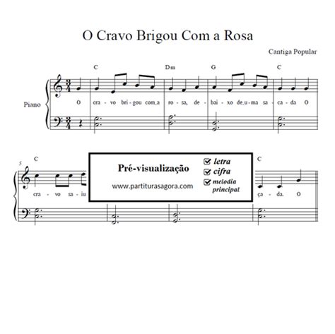 O Cravo Brigou A Rosa Piano Partitura Partituras Agora