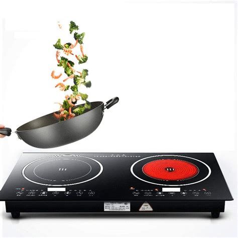 Electric Induction Cooker 110V 2400W Portable Double Induction Cooktop Countertop Hot Plate