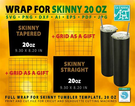 Free 20 Oz Skinny Tumbler Wrap Template SVG For Cricut 54 OFF