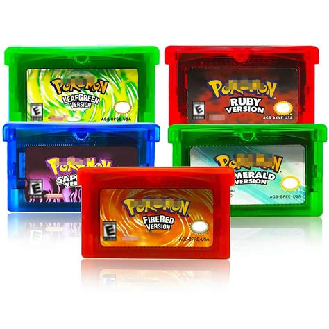 5 Pcs Emerald Ruby Sapphire Firered Leafgreen Version Gba