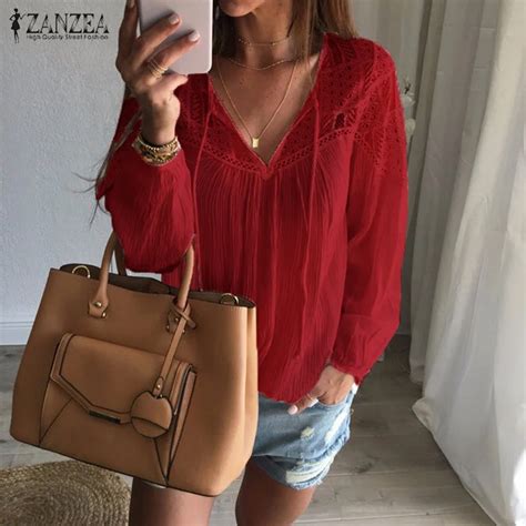 Buy 2018 Autumn Zanzea Women Casual Loose Lace Solid