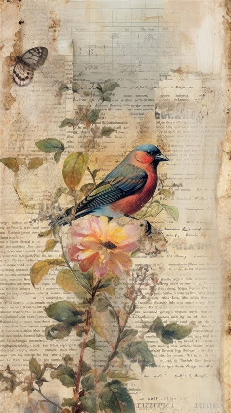 Wallpaper ephemera pale Bird Antique | Premium Photo Illustration - rawpixel