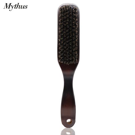 Mythus peluquería de cepillo de cerdas de jabalí con mango de madera