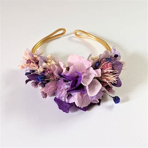 Bracelet Artisanal En Fleurs Stabilis Es S Ch Es Violac Es Violette