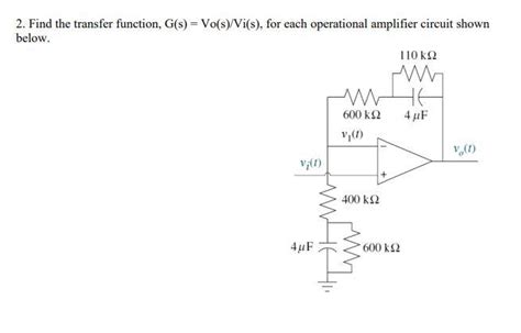 Solved Find The Transfer Function G S Vo S Vi S Chegg