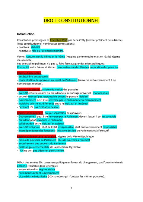 Droit Constitutionnel DROIT CONSTITUTIONNEL Introduction