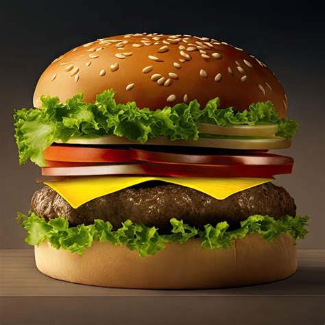 Premium AI Image Perfect Cheese Burger With Vegetables And Black