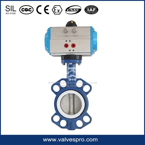 D671j 16 Pneumatic Wafer Type Butterfly Valve Lined With Rubber Butterfly Valve With Pneumatic