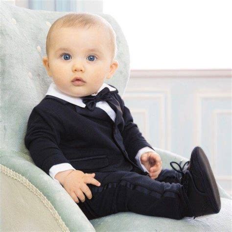 Aletta Baby Boys Navy Blue Cotton Evening Suit Babygrow