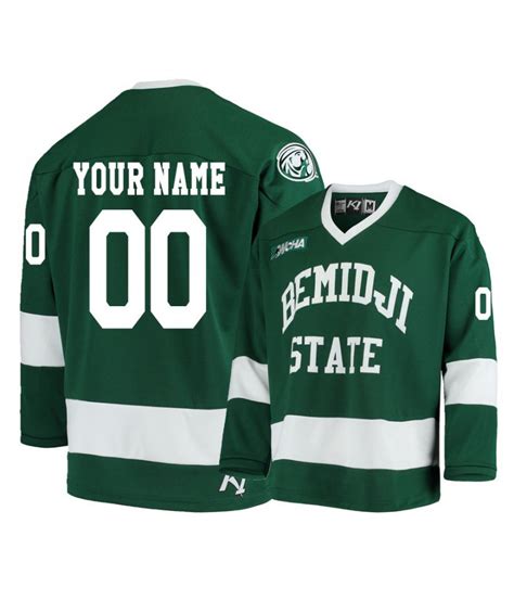 Men's Bemidji State Beavers Green Custom Hockey Jersey