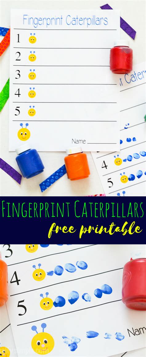 Fingerprint Caterpillars Craft Free Printable Crafts Kindergarten