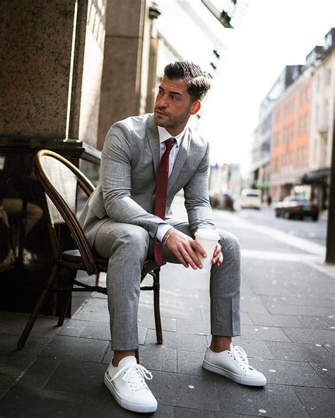 A Classy Suit Combined With Some White Sneakers Is Always A Good Idea You Can Get The Whole