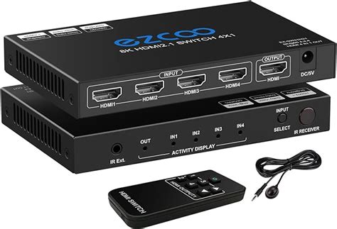 8k Hdmi 21 Switch 4k 120hz 4x1 48gbps Vrr Cec Arc Hdcp23 Hdr10 8k