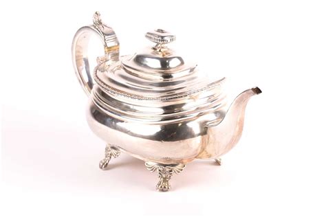 Lot 375 A Late Georgian Silver Teapot Marks Rubbed
