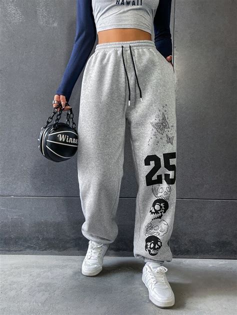 Jogger Pants Joggers Printed Sweatpants Fabric Letters Casual