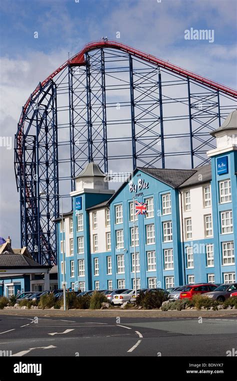 The Big Blue Hotel at Blackpool Pleasure Beach in Lancashire Stock ...